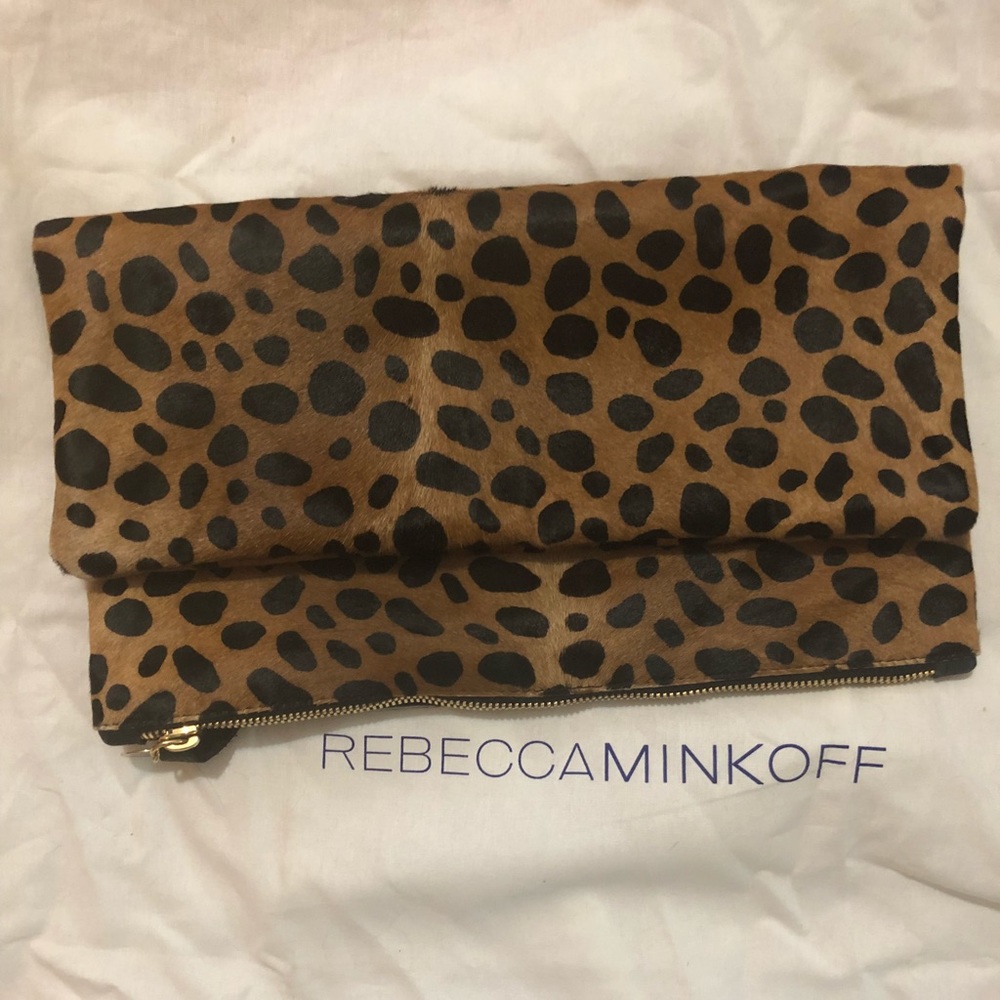 Clare V foldover leopard clutch